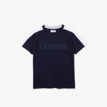 Lacoste SPORT Two-Tone T-shirt Dětské - Tričko Tmavě Blankyt Blankyt / Bílé | CZ-KRZ0N5